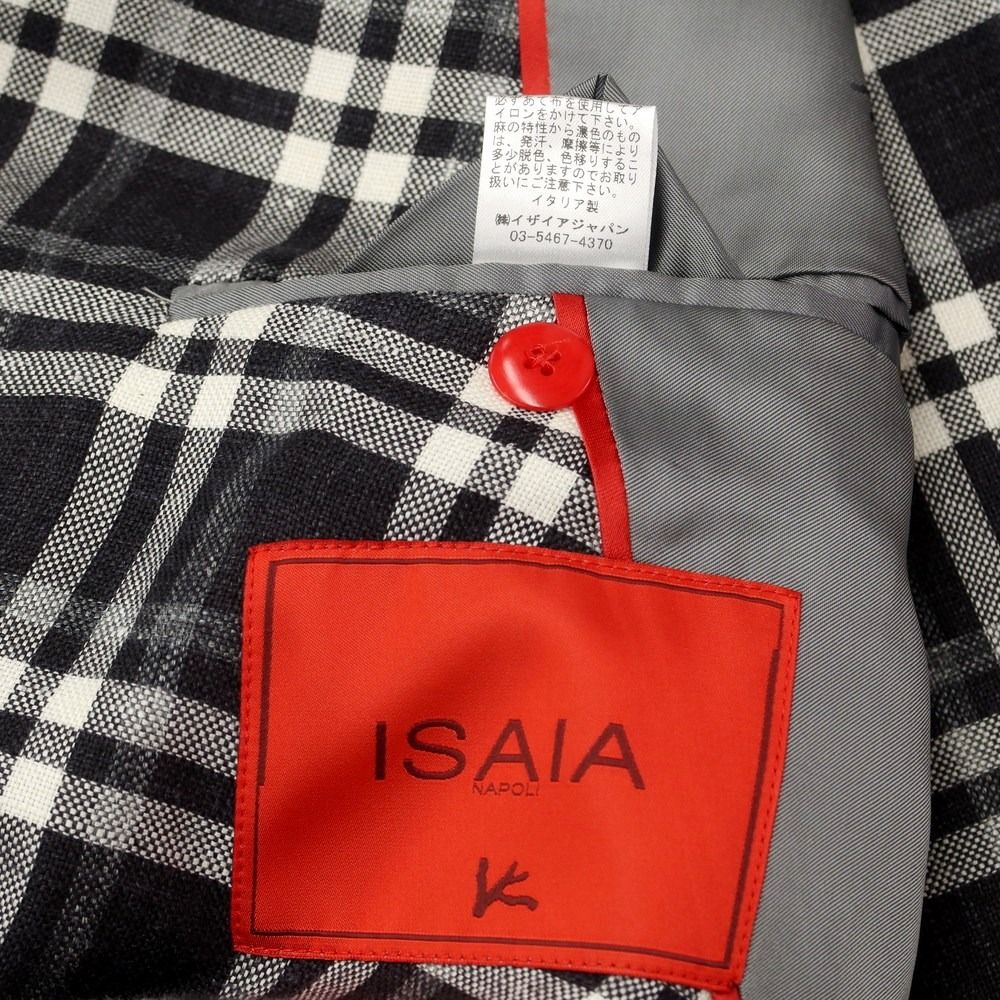 中古】イザイア ISAIA ウールシルクリネン チェック 1B テーラードジャケット ブラックxホワイト【サイズ52 8R】【メンズ】 - メルカリ