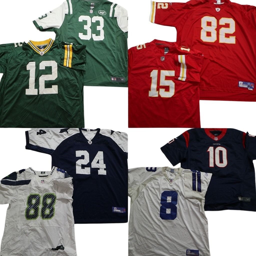 古着卸 まとめ売り プロチーム NFL ゲームシャツ ユニフォーム 8枚セット (メンズ 3XL /4XL /60 ) ナイキ リーボック テキサンズ MT9989