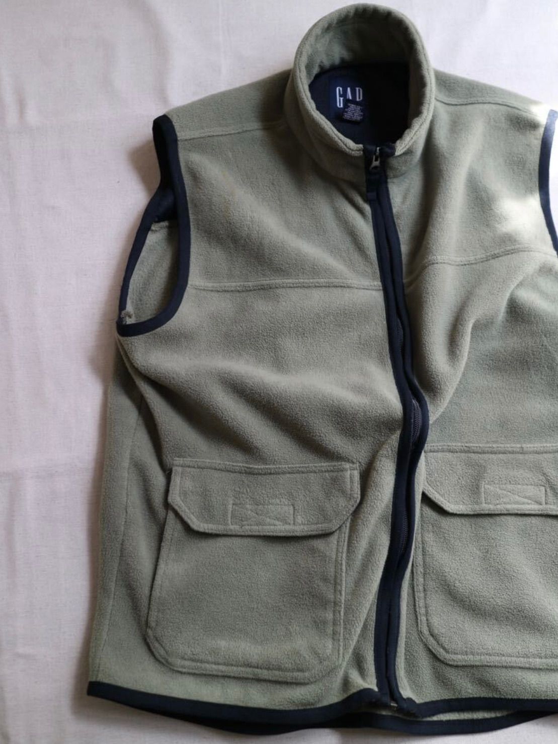 90s old GAP フリース ベスト / XL ポリ カーキ USA ビンテージ O5