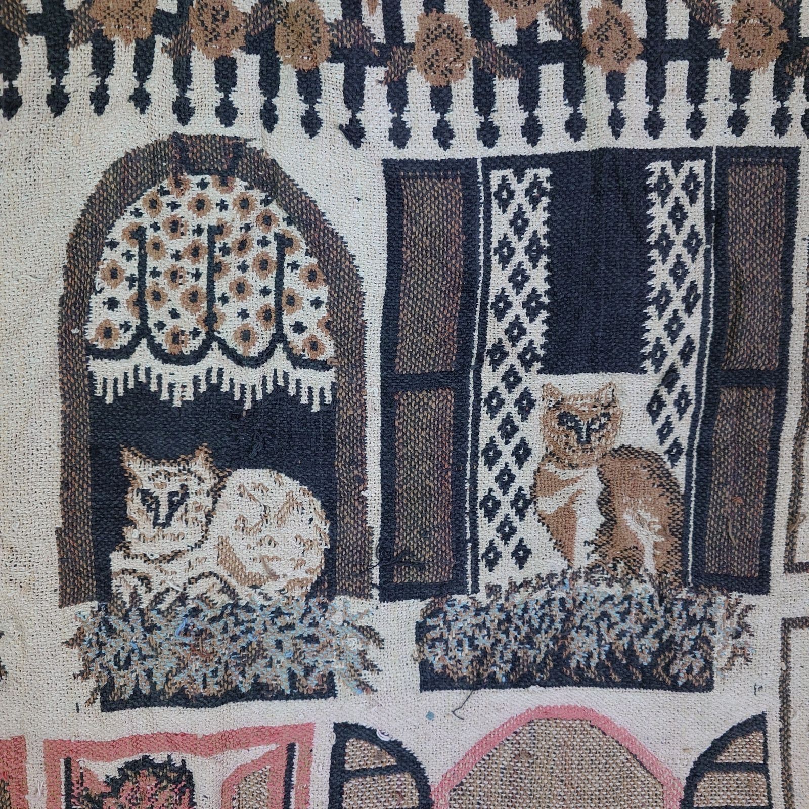 vintageラグ カーペット マルチカバー、ネコ、キャット、アニマル 182 vintageラグ カーペット マルチカバー、ネコ、キャット