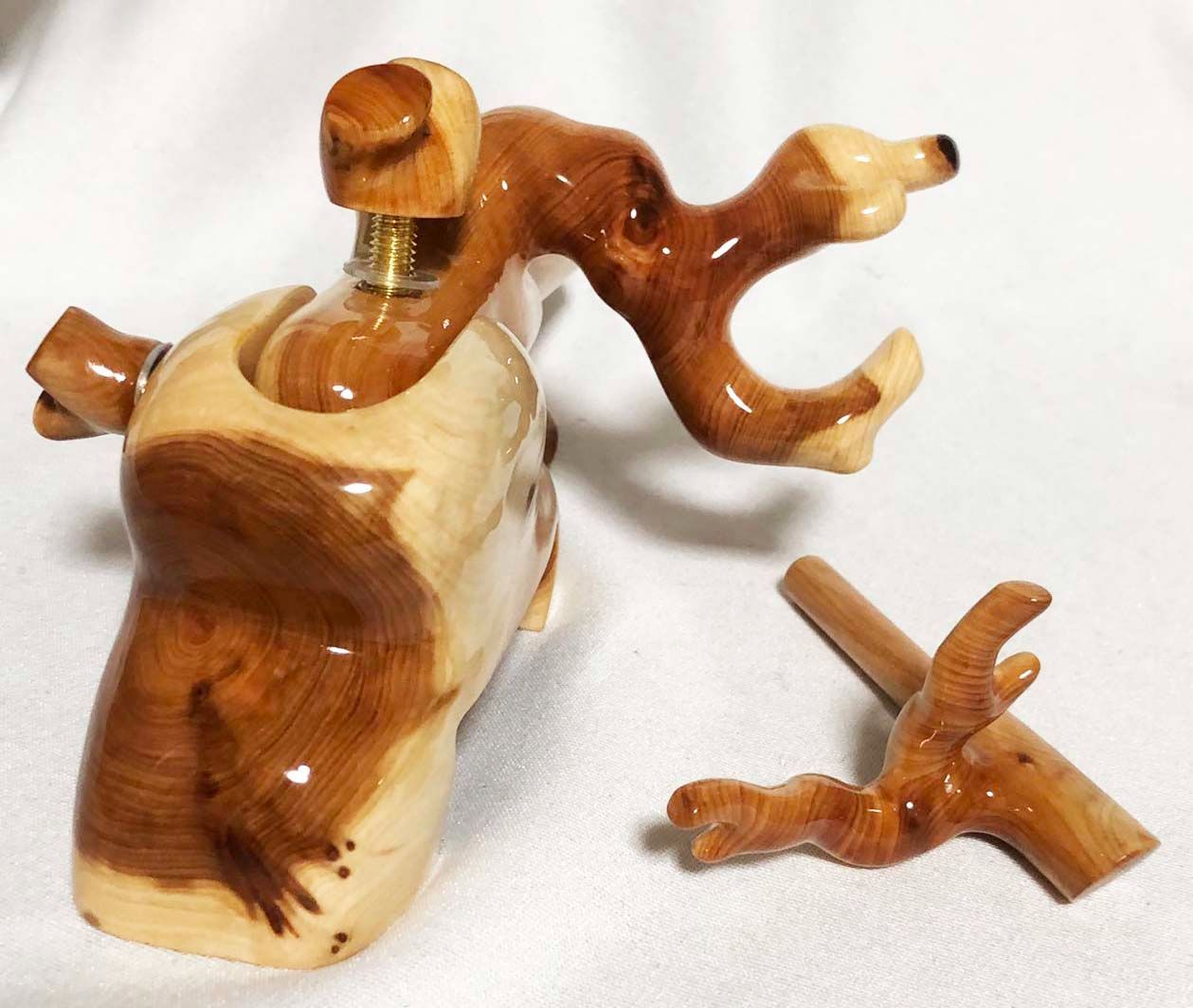 ヘラブナ 天然木崖柏（ヒノキ) 大砲万力 ヘラブナ釣具用品 袋竿