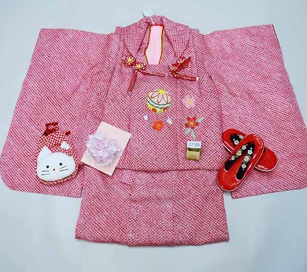 七五三 三歳 三才 3才 3歳 女児 女の子 正絹 総絞り 被布着物セット