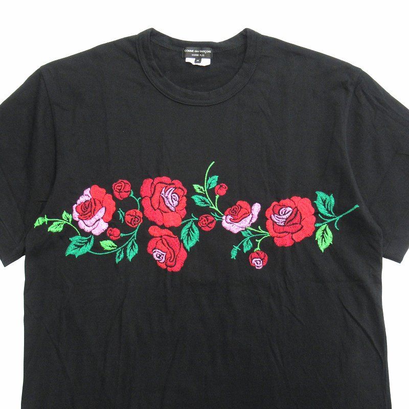 コムデギャルソン オム プリュス 22ss 薔薇刺繍 tシャツ 美品 22ss コムデギャルソンオムプリュス COMME des GARCONS