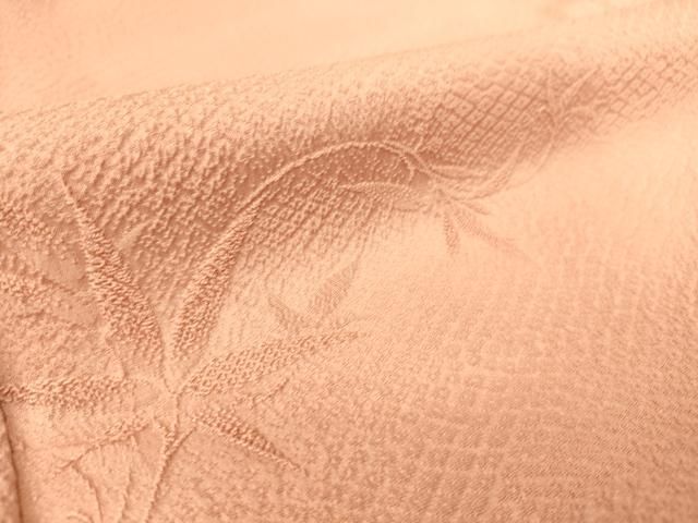 平和屋着物▽上質な色無地 単衣 草花地紋 紅梅色 正絹 逸品 DAAS0771az