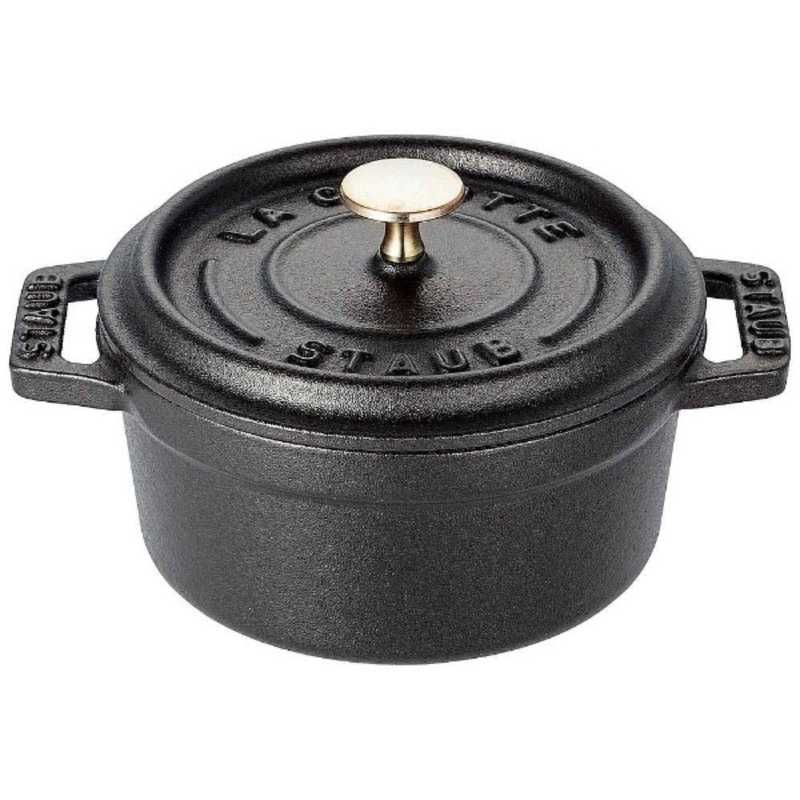 送料無料 ♥ 未開梱 STAUB ＩＨ対応 ホーロー鍋 ミニピコココットラウンド ２００ｍｌ 40500-101 ブラック
