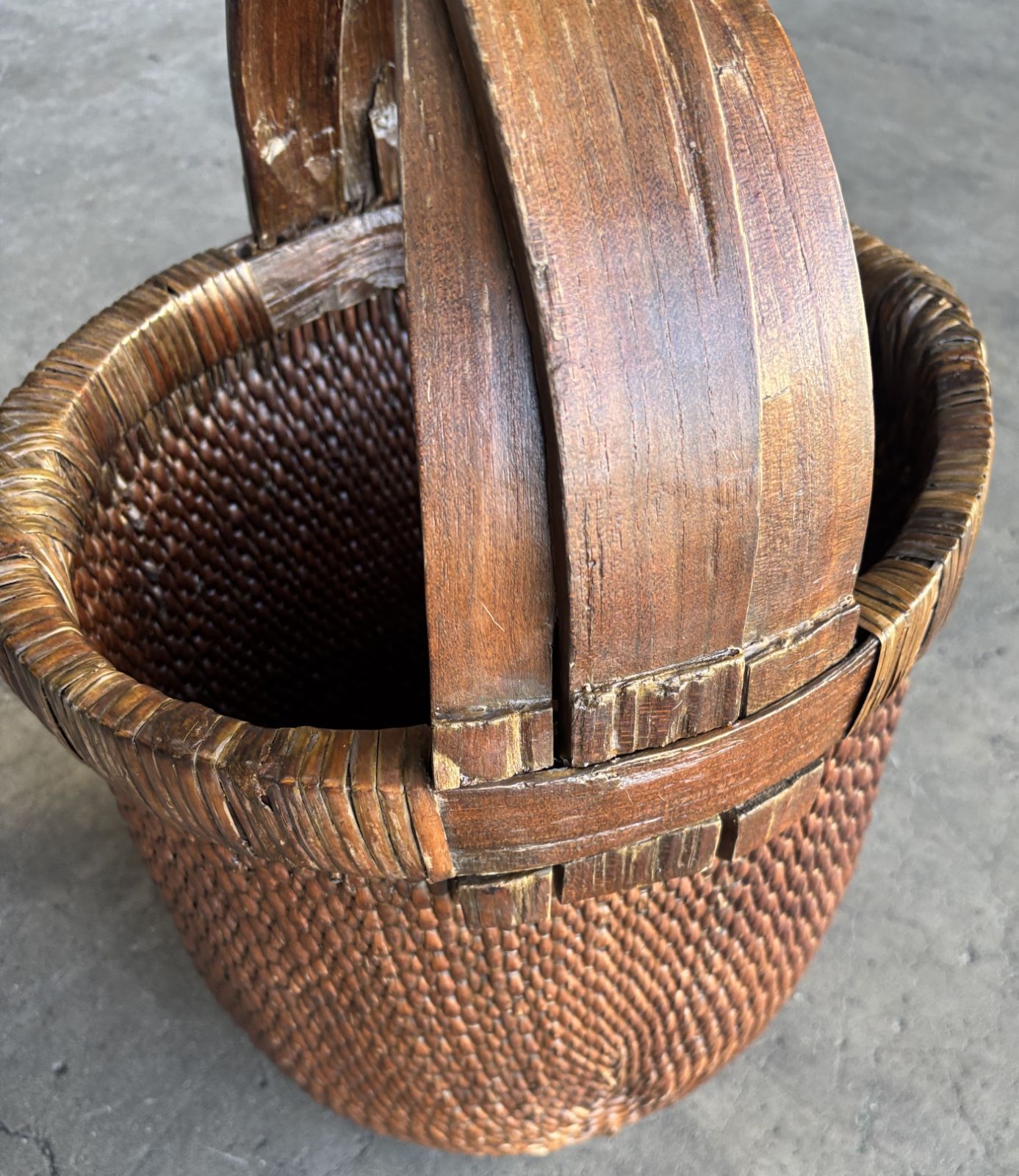 民芸品 竹細工 竹籠 中古品 ヴィンテージバスケット 花入れ 野菜
