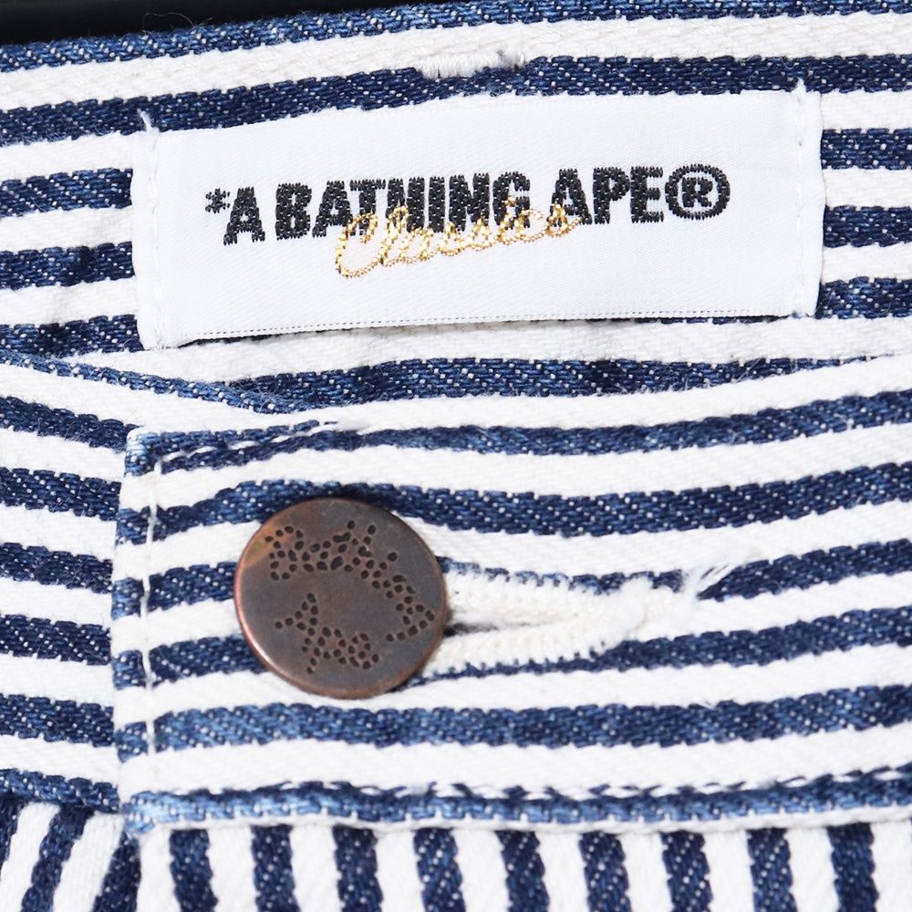 A BATHING APE ヒッコリーストライプ ペインターパンツ Lサイズ
