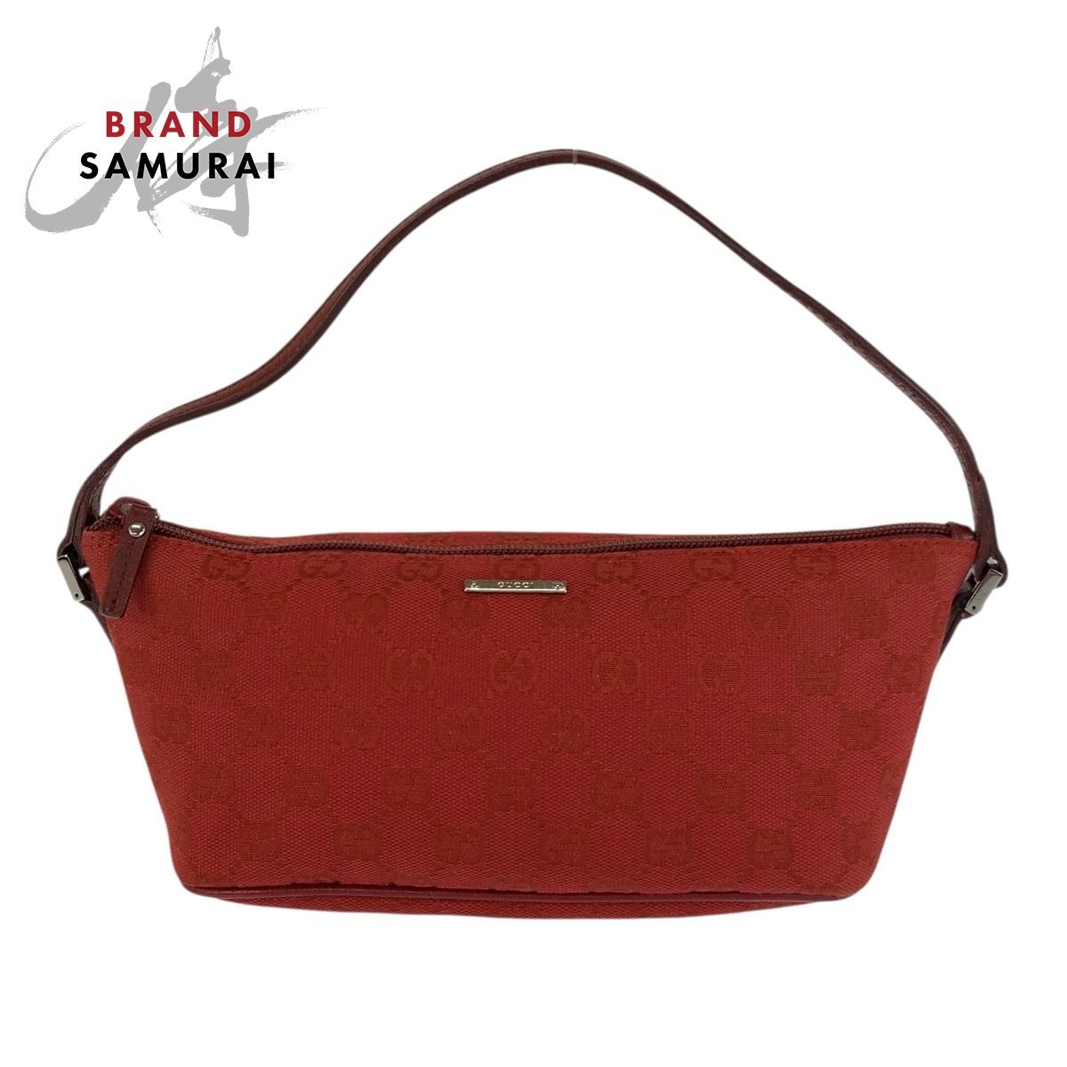 美品 GUCCI グッチ レッド シルバー金具 GGキャンバス/レザー
