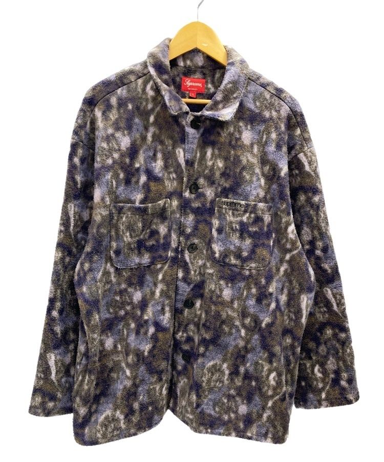 シュプリーム SUPREME Paisley Fleece Shirt Purple ペイズリーフリースシャツ 21FW 紫 黒 シャツジャケット ジャケット 総柄 パープル Lサイズ 101MT-2504