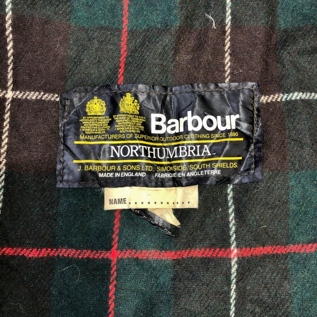 80年代 イングランド製 Barbour バブアー NORTHUMBRIA ノーザンブリア オイルドジャケット ブラウン (メンズ 117CM) 中古 古着 R7204