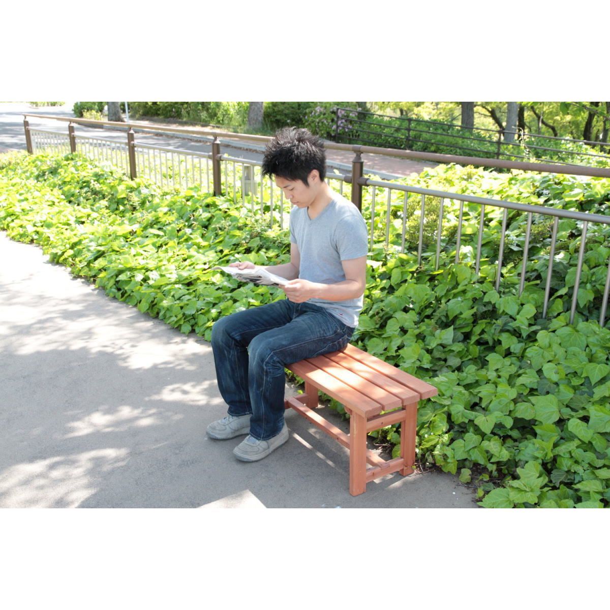 天然木杉材の木製ベンチ90センチ幅83995