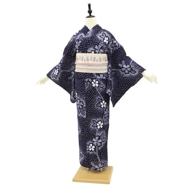 ⑫ 有松鳴海絞り　浴衣　ゆかた　中古　紺　絞り　高級浴衣　染め 夏物 本場有松鳴海絞り 浴衣 リサイクル 有松 ゆかた 絞り 木綿