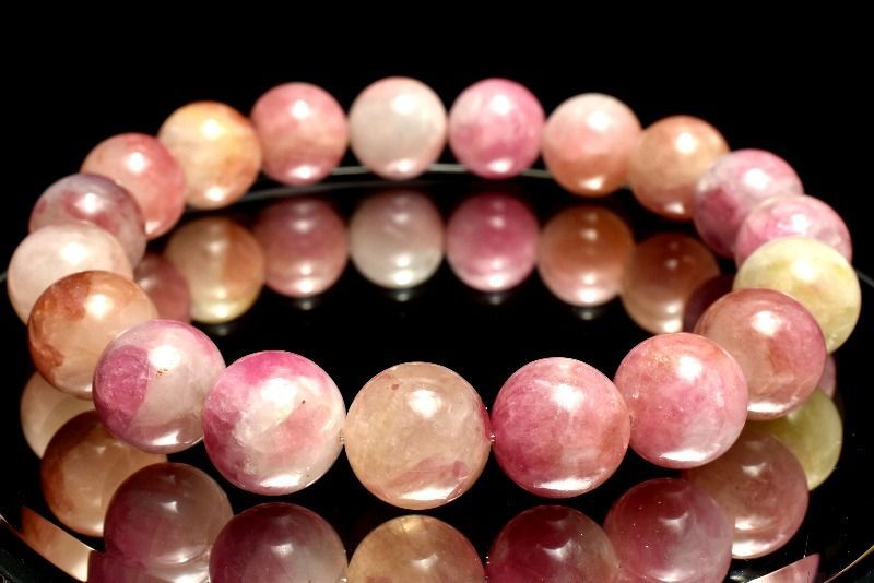 １点物 高発色 シリカ共生 ウォーターメロントルマリン 10.5mm ブレスレット パワーストーン 天然石 _MB165