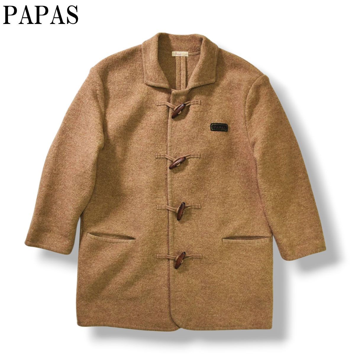 90s archive パパス PAPAS トグルボタン ウールコート ダッフルコート オーバーコート デザイナーズ トラッド ベージュ メンズ
