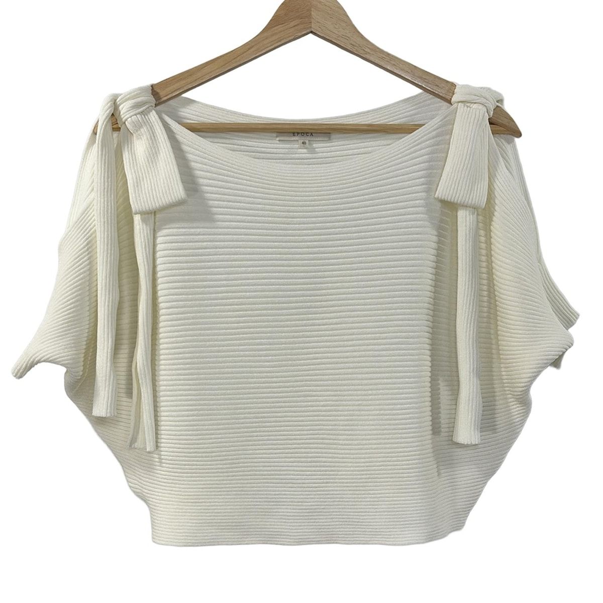 EPOCA エポカ 半袖セーター サイズ40 M レディース - 白 リボン|ショート丈