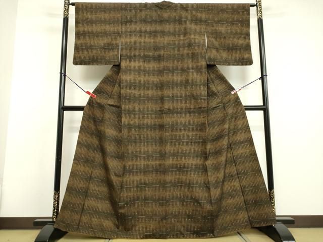 平和屋着物●上質な紬　市松文様　正絹　逸品　CAAR8301vf 平和屋着物○上質な紬 市松文様 正絹 逸品 CAAR8301vf