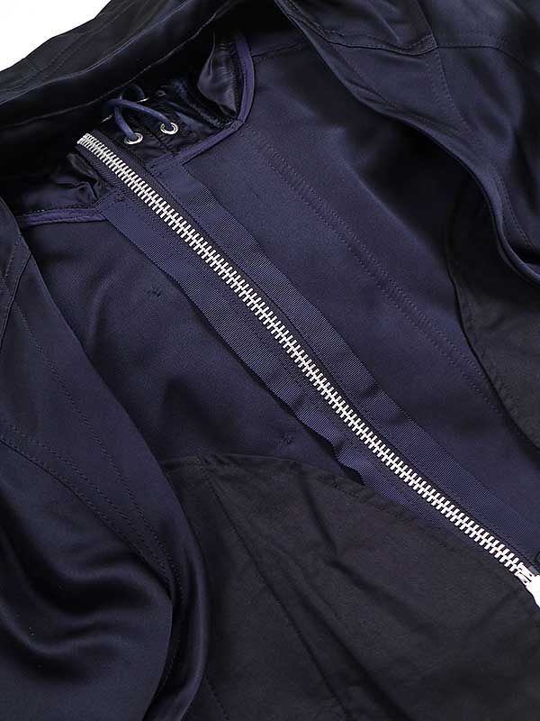 sacai サカイ 14SS バックオープンシルクジップブルゾン ネイビー 2