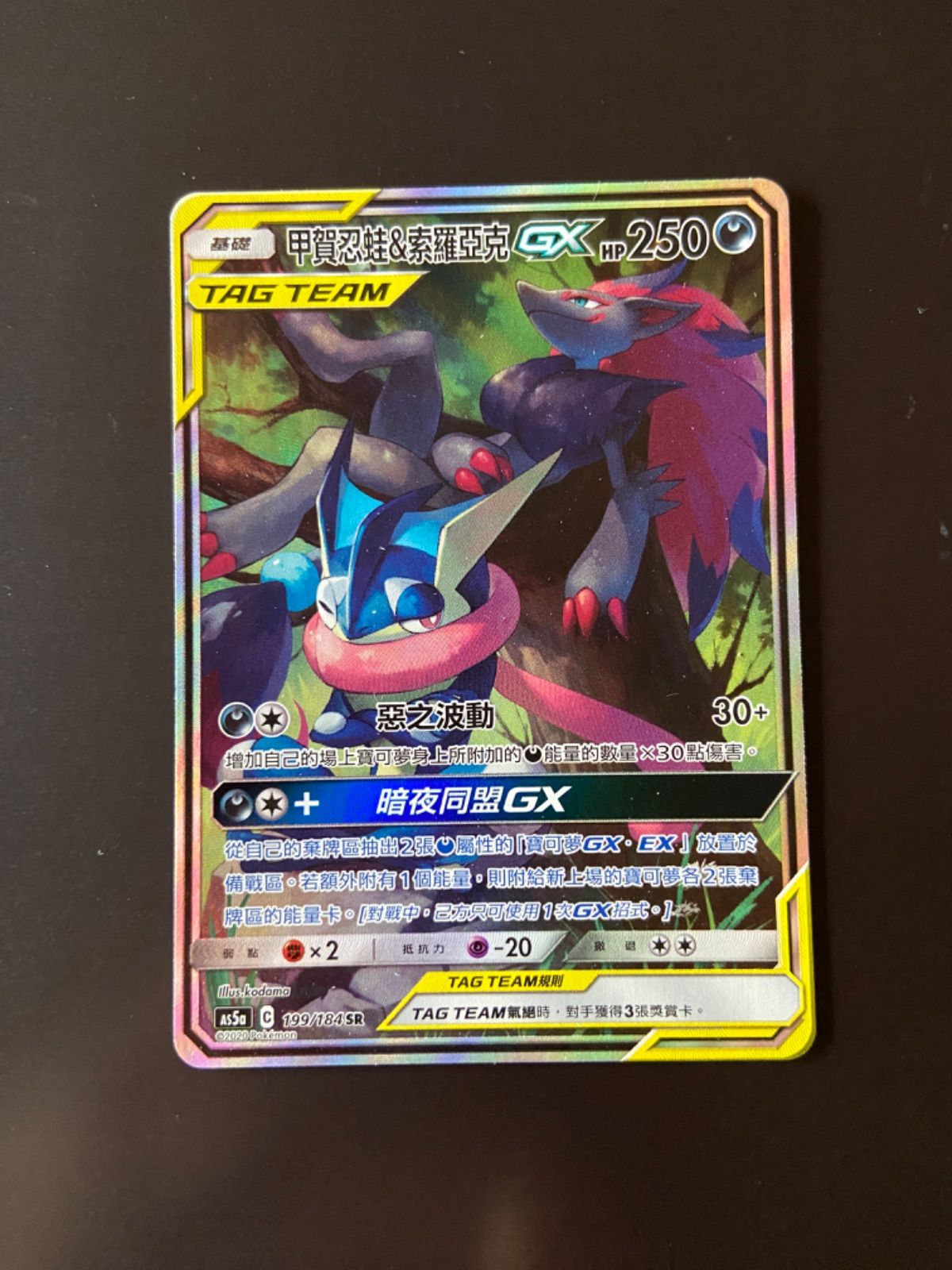 ポケモンカード AS5a 199/184 SR ゲッコウガ＆ゾロアークGX 台湾
