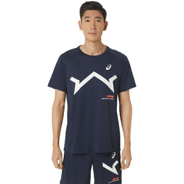 asics アシックス A-I-M CYBERCOOL SS TEE ミッドナイト 3XL 2031E004 400 | スポーツ メンズ 3XL マルチカラー 服 衣類 衣料品ウェア フィットネスウェア ウエア シャツ Tシャツ 半袖 吸汗速乾 ポリエステル