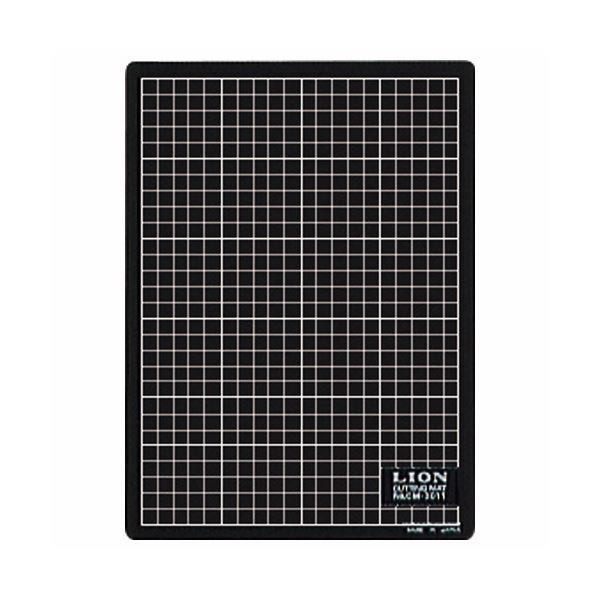 （まとめ） ライオン事務器 カッティングマット再生PVC製 両面使用 300×220×3mm 黒／黒 CM-3011 1枚 