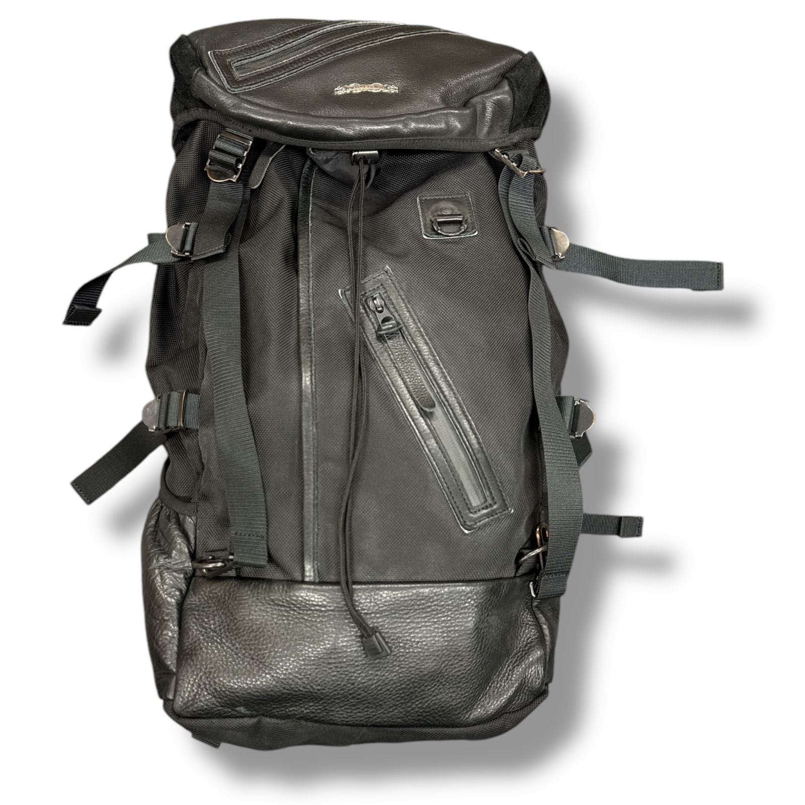 ブラックレザー デザイン リュック archive Y2K 古着 ブラックレザー デザイン リュック archive Y2K 古着 黒レザー