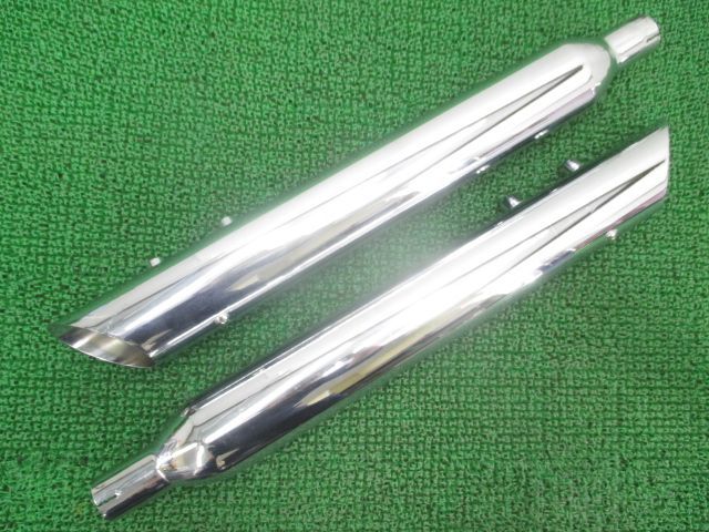 ハーレーツーリング サイレンサーマフラー 社外 中古 95年-16年 スチール スリップオン スラッシュダウンマフラー コケキズ無し
