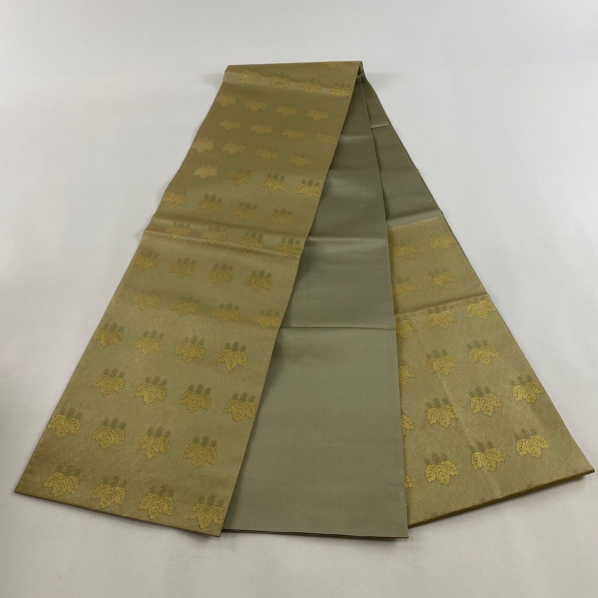 袋帯 美品 逸品 長嶋成織物 落款 瀞金錦 桐 入子菱 本金箔 金色 全通