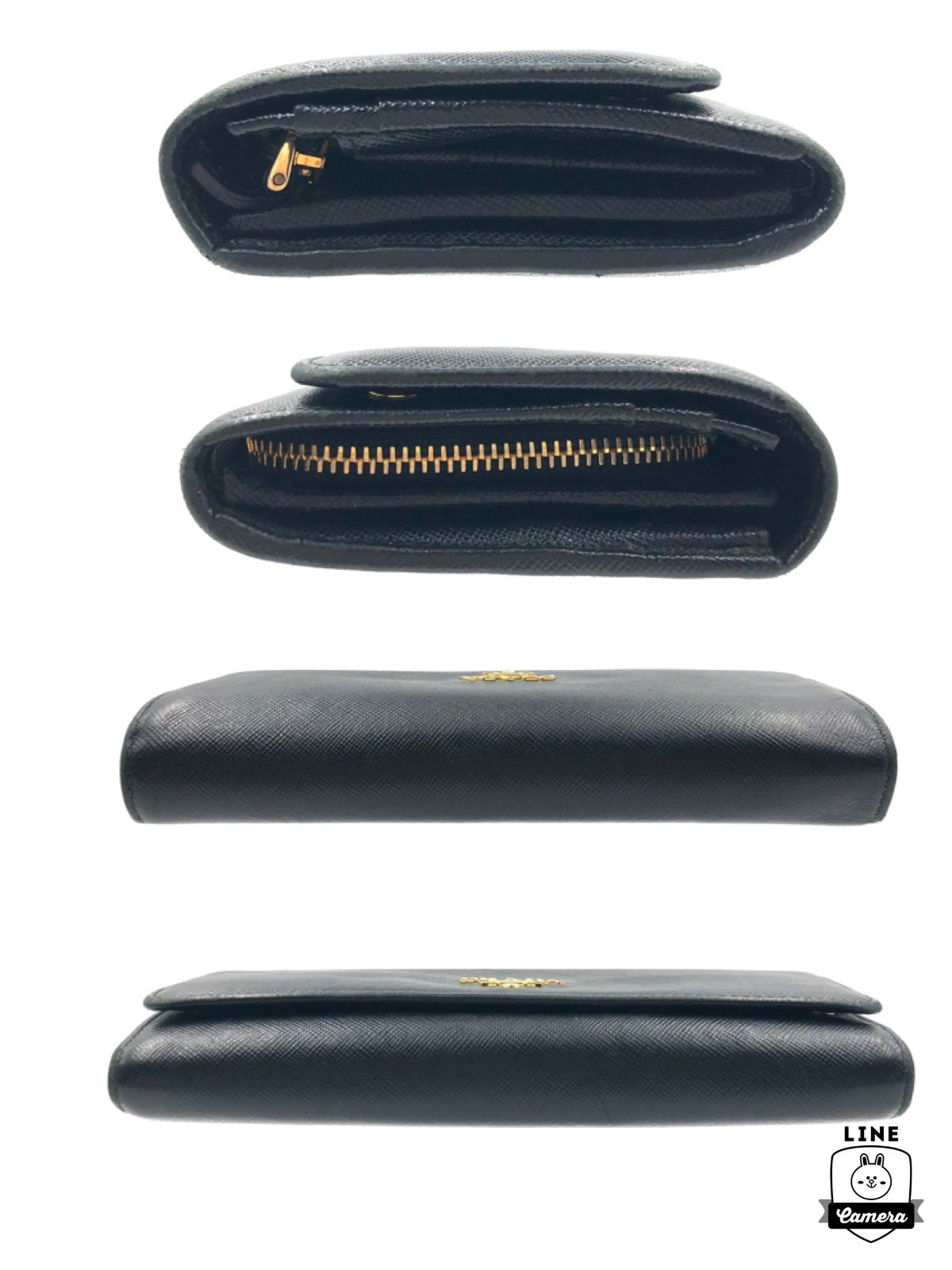 □極美品□PRADA プラダ サフィアーノレザー ロングフラップ