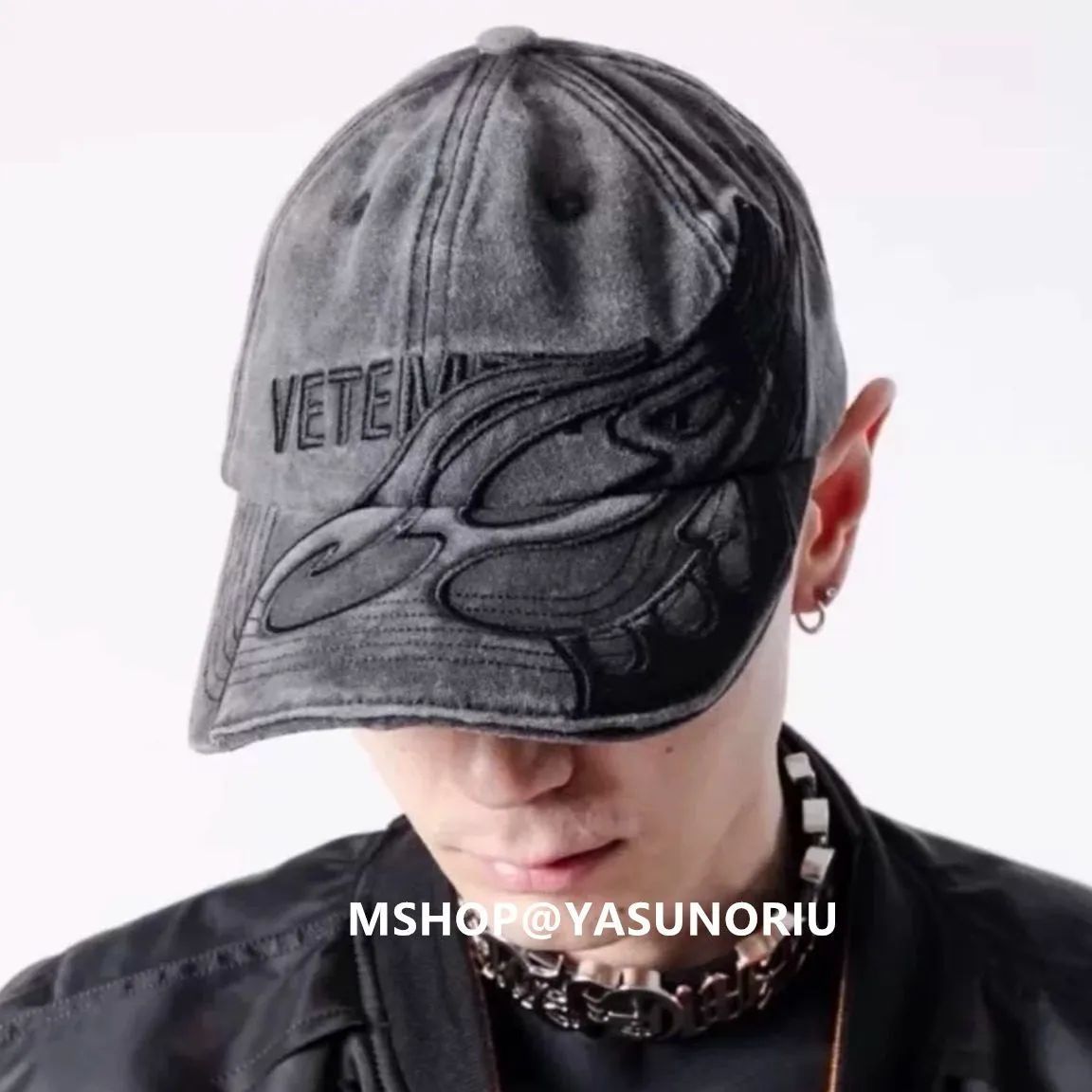VETEMENTS ヴェトモン SS24 FLAME LOGO CAP / WASHED BLK