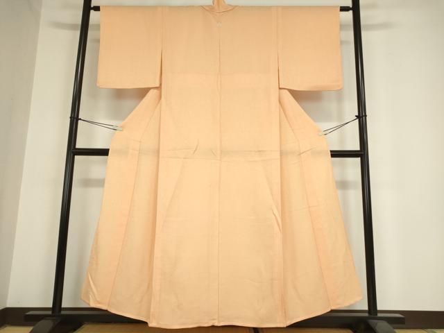 平和屋着物 上質な色無地 単衣 霞地紋 赤香色 正絹 DAAX3111az