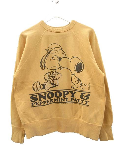 ウエアハウス WAREHOUSE × ピーナッツ PEANUTS スヌーピー ペパーミントパティ スウェット トレーナー M カフェオレ