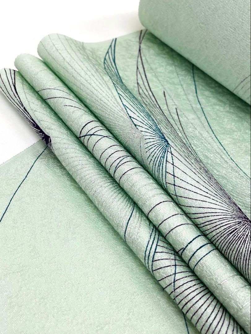 小紋 銀彩 紋意匠 スカイグリーン色 正絹 反物 - メルカリ