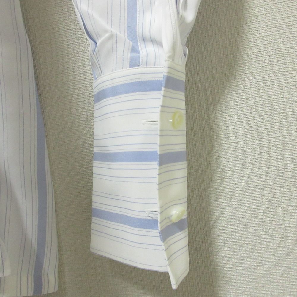 美品 クリーニング済 21SS Maison Margiela4 メゾンマルジェラ4 インサイドアウト ストライプ シャツ 36 ブルー×ホワイト レディース 古着 中古 美品 クリーニング済 21SS Maison Margiela4 メゾンマルジェラ4