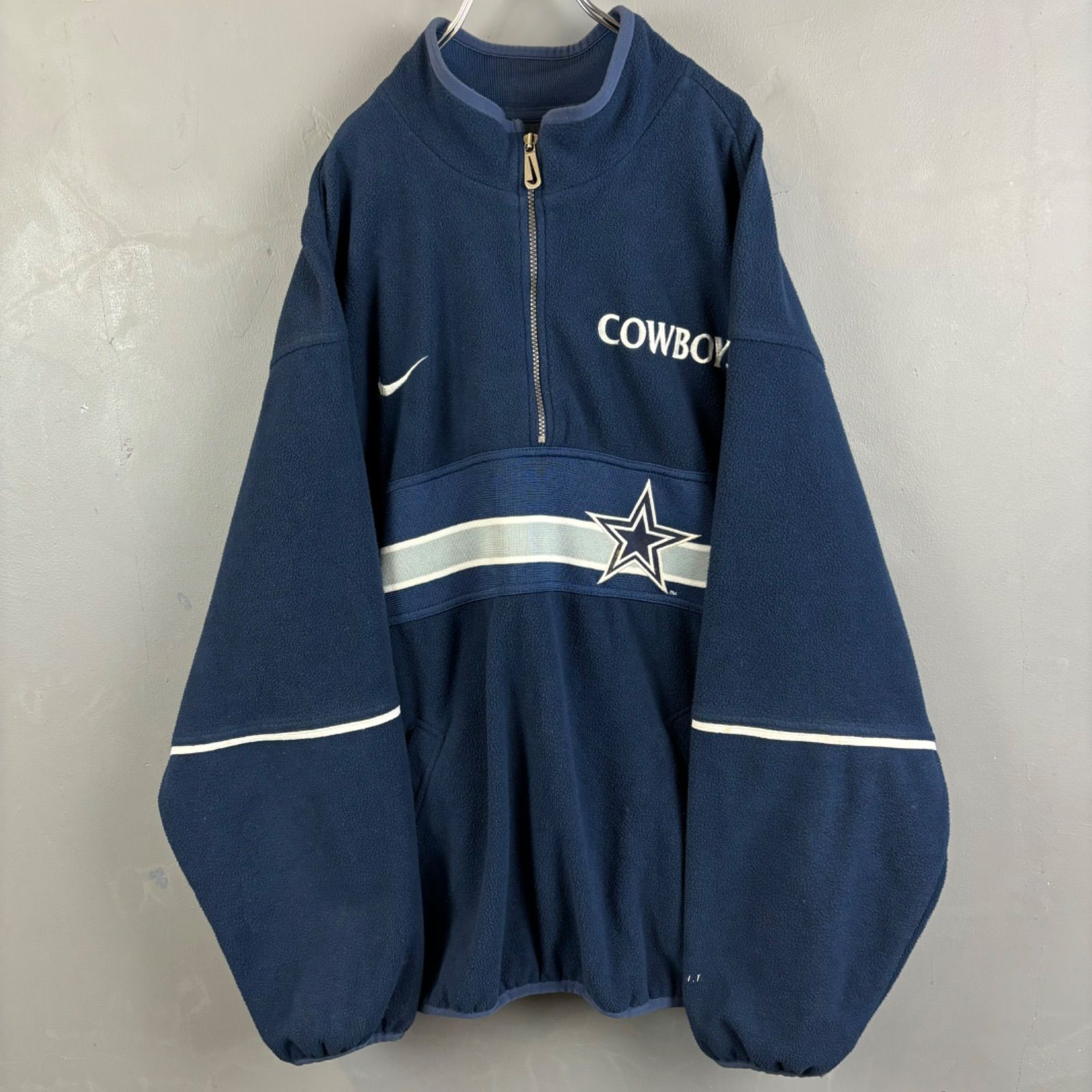 90s Vintage NIKE PRO LINE NFL COWBOYS ナイキ ダラスカウボーイズ ハーフジップ プルオーバー フリースジャケット  ネイビー 紺 ワッペン 刺繍 XL ビッグシルエット - メルカリ