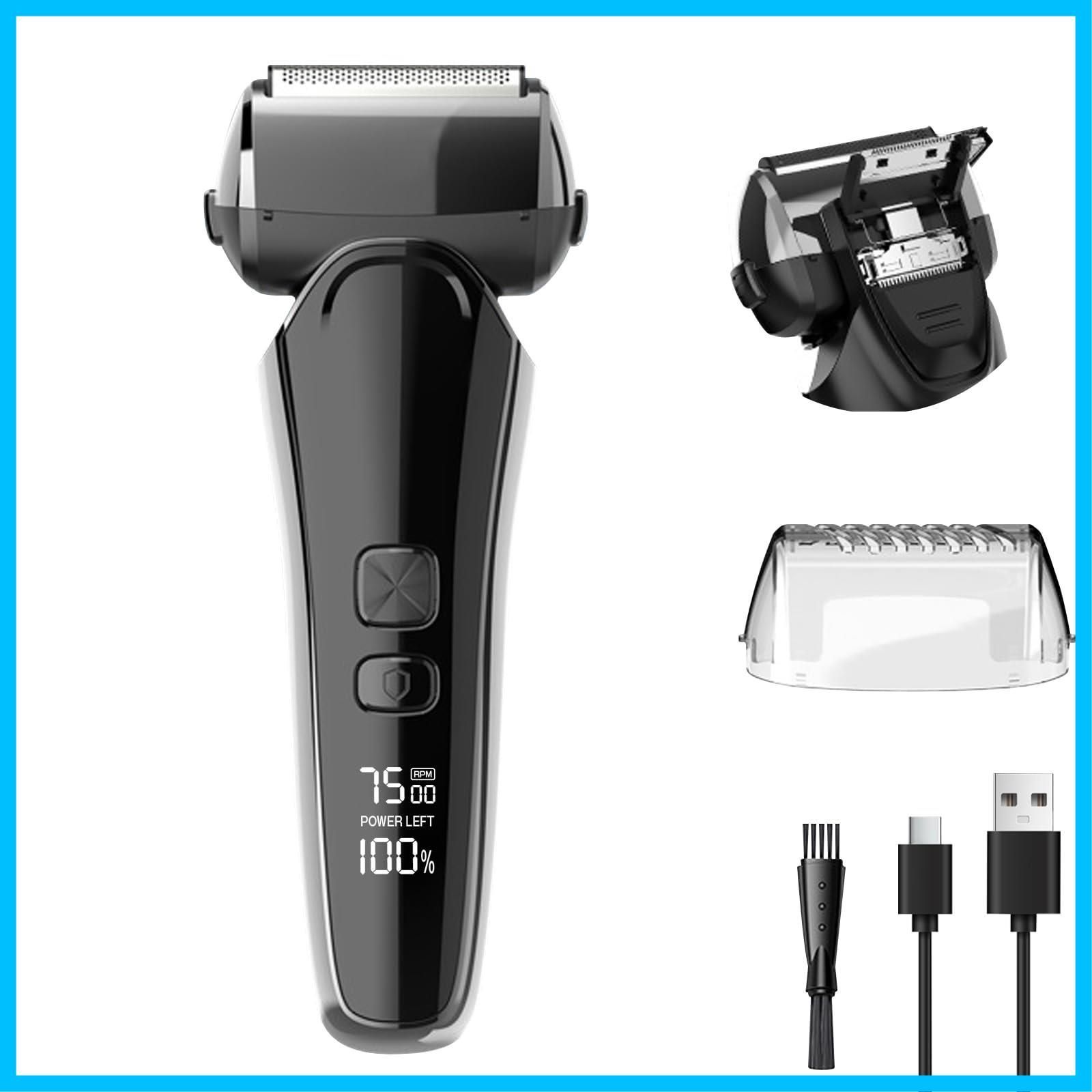 【人気商品】Type-C充電式 低騒音 IPX7防水 超軽量 乾湿両用 電動シェーバー お風呂剃り可 旅行 3枚刃 出張 ひげそり 髭剃り 携帯便利 電気シェーバー 父の日 往復式 メンズシェーバー 男性への