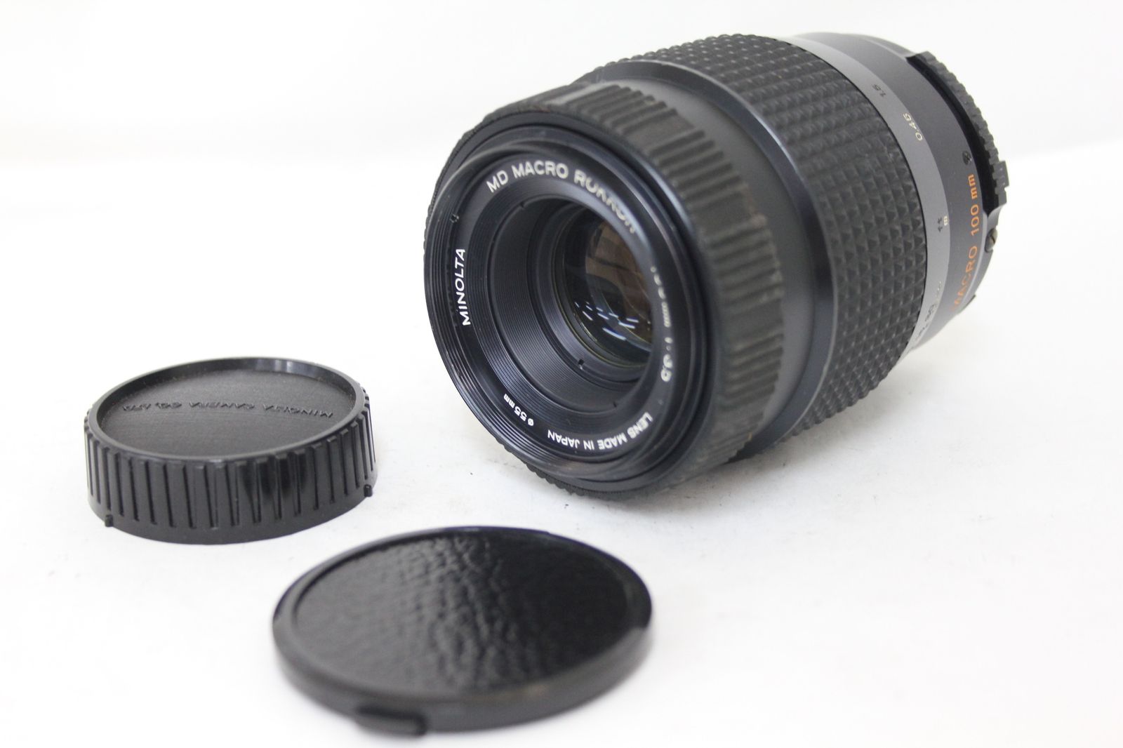 返品保証 ミノルタ Minolta MD Macro Rokkor 100mm F3.5 前後キャップ付き レンズ e233