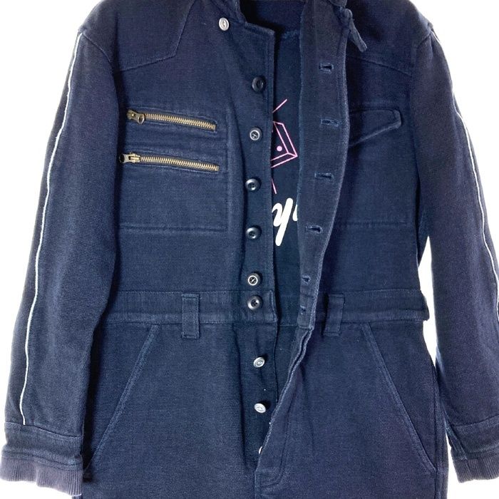 PPFM スカル 刺繍 ストレッチ ボンテ―ジ デニム つなぎ L PPFM スカル