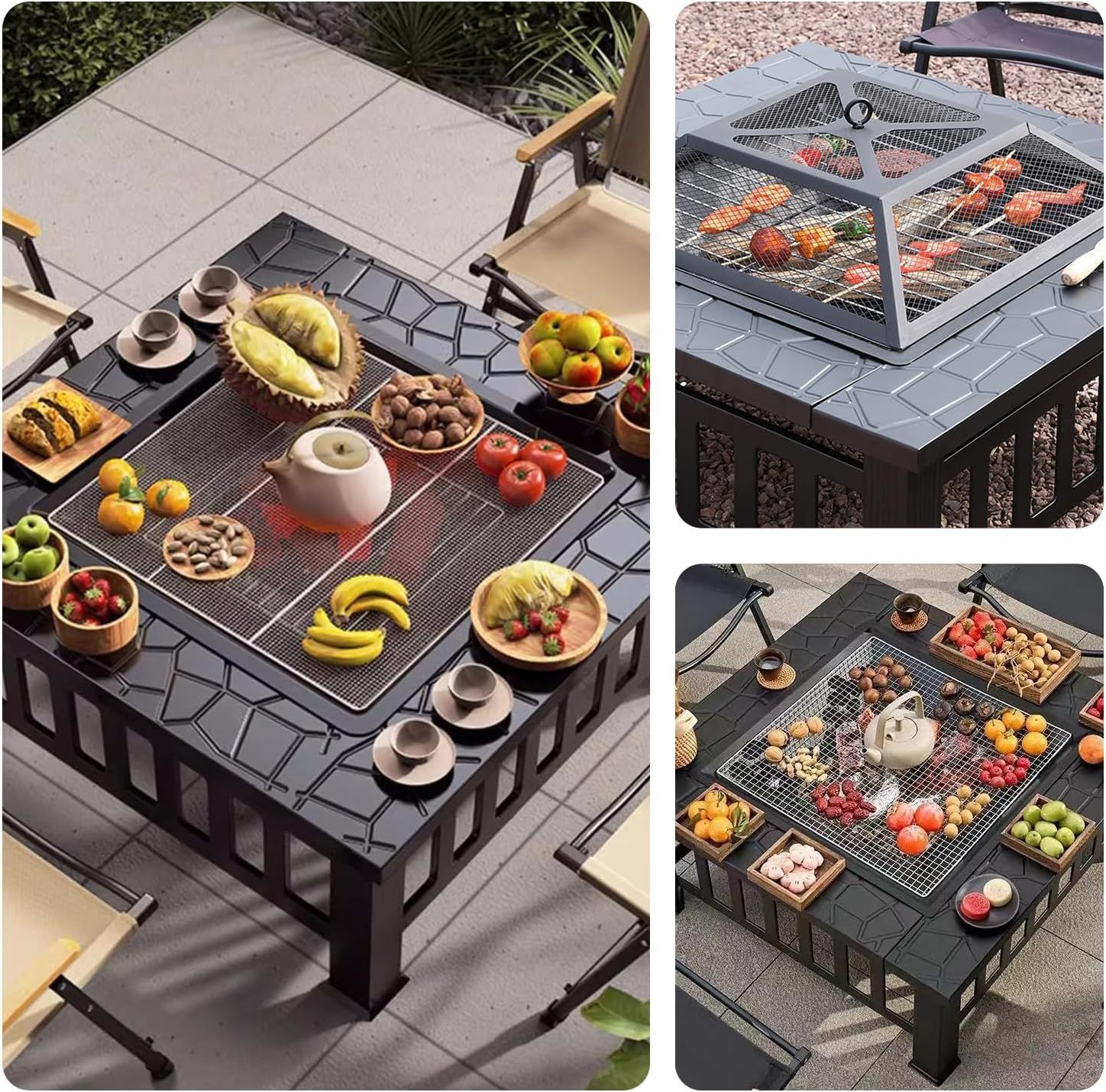 屋外用 ファイヤーピット 焚き火台 グリル テーブル 囲炉裏テーブル