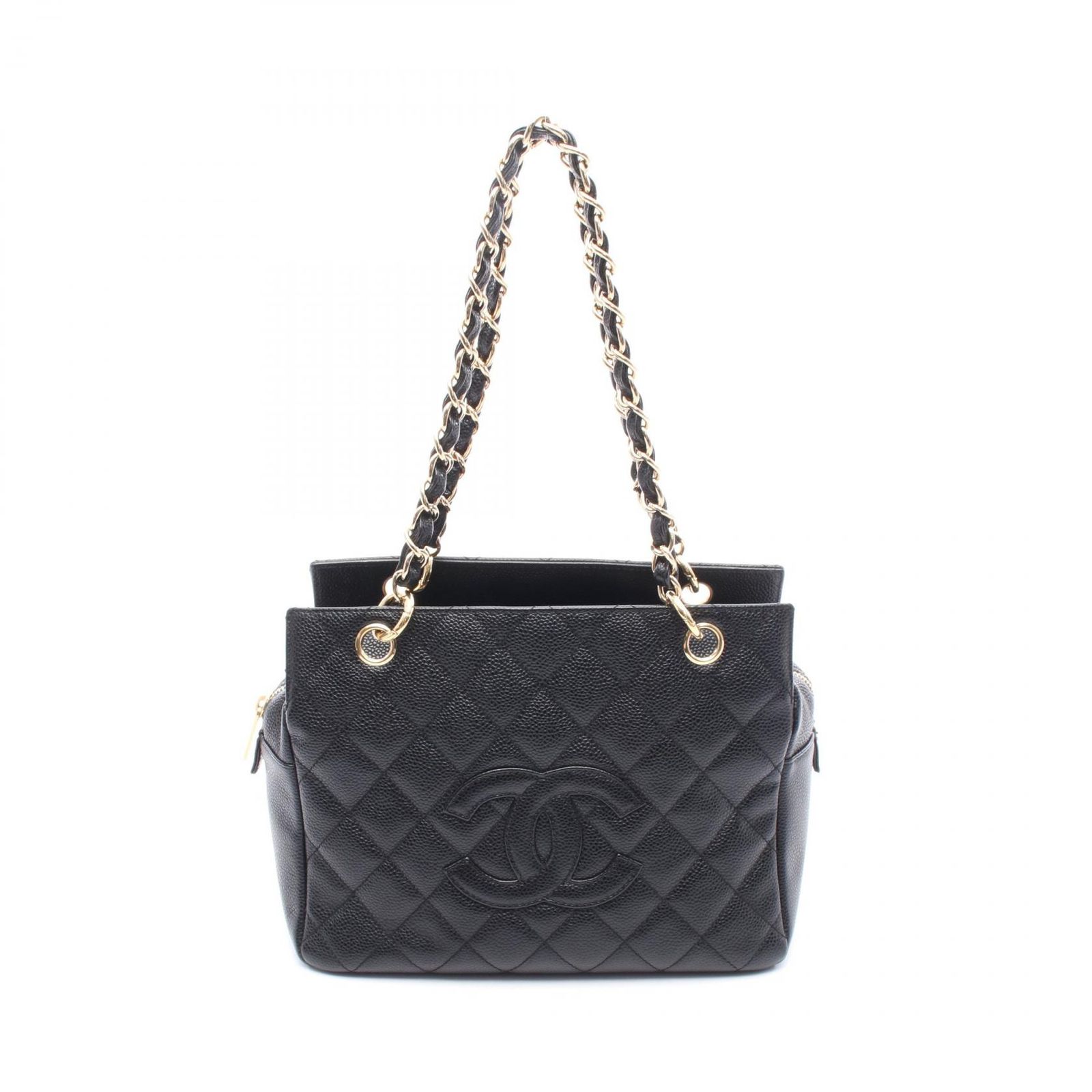 シャネル CHANEL ショルダーバッグ マトラッセ A18004 ブラック カーフ 牛革 チェーントート レディース Used A