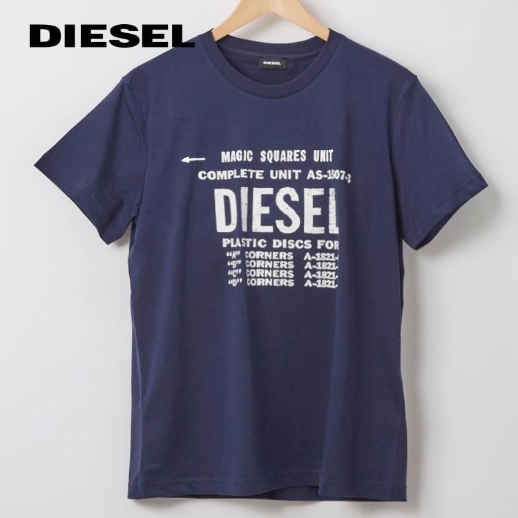 ディーゼル DIESEL Tシャツ メンズ ネイビー S~XL ブランドロゴ