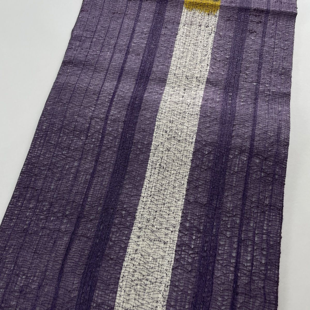 袋帯 美品 秀品 夏帯 幾何学模様 縞 紫 六通 正絹 【中古