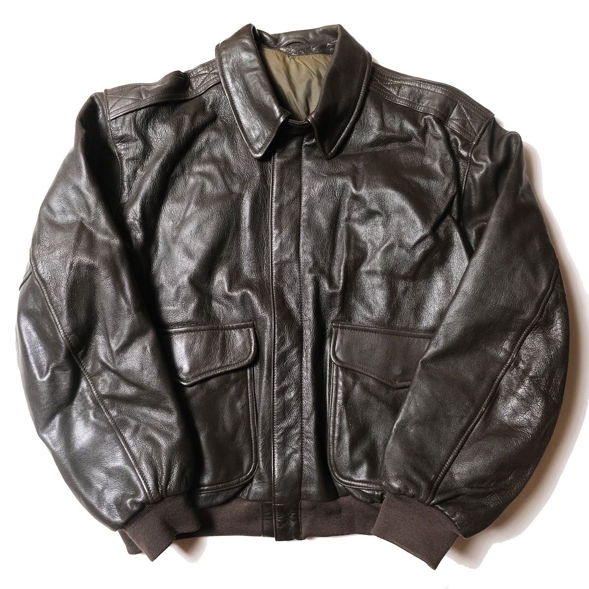 90's LLビーン A-2タイプ レザー フライトジャケット (XL) ゴートスキン 90年代 旧タグ オールド LL.Bean 90's LLビーン A-2タイプ レザー フライトジャケット (XL