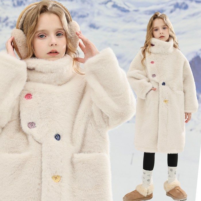 キッズ コート アウター 女の子 ファーコート オーバーコート ボアコート ロングコート 子供服 キッズアウター 子ども フェイクファー ふわふわ 厚手 暖かい 防寒 ジャケット 秋冬 お出かけ 通園 通学 kkkuql