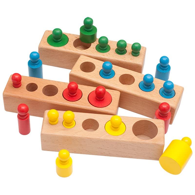Ms.0 円柱さし 4色セット 24pcs 幼児 論理的思考 感覚 基礎教育 モンテッソーリ教育 食品安全検査合格済 PL保険加入済会社 