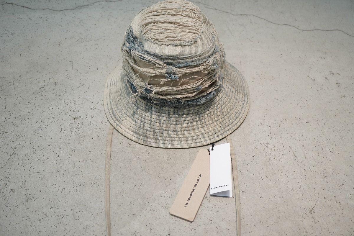 正規24SS Rick Owens DRKSHDW リックオウエンス ダークシャドウ GILLIGAN HAT ダメージ デニム バケット ハット DA01D1479 1001P♪