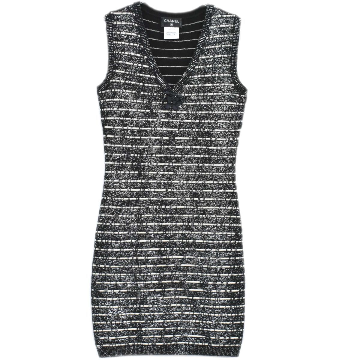 CHANEL シャネル　ボーダー　ノースリーブ　ニットワンピース　36 CHANEL ニットワンピース36 CHANEL シャネル ボーダー