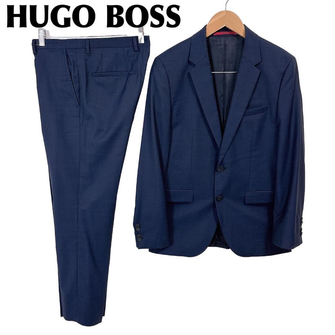 現行 HUGO BOSS スーツセットアップ 46 ネイビー ブロックチェック WWW_NOITHATQUANGTHANH_NET