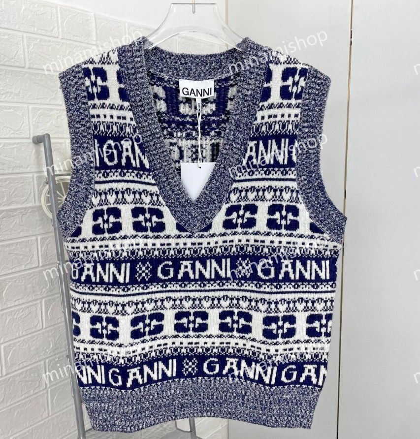 関税・送料込☆GANNI 【マルイ北千住】 ロゴジャカード ウールブレンドベスト