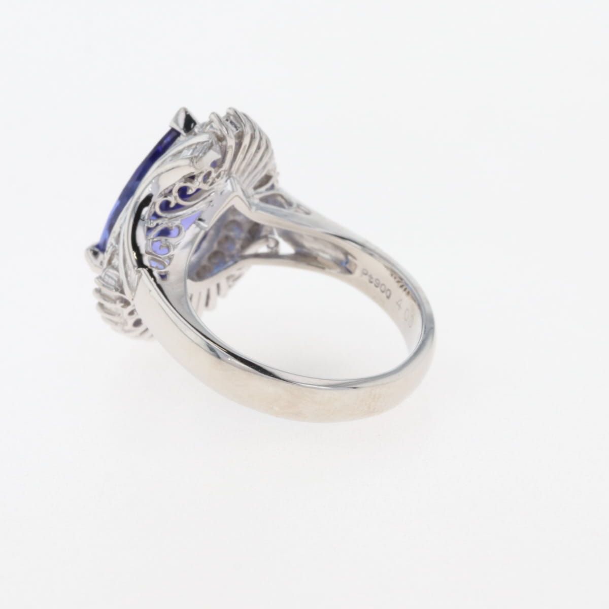 タンザナイト デザインリング プラチナ 指輪 メレダイヤ リング 8.5号  