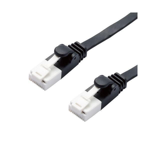 （まとめ） エレコム LANケーブル／CAT6A／爪折れ防止／フラット／2m／ブラック LD-GFAT／BK20 〔×5セット〕